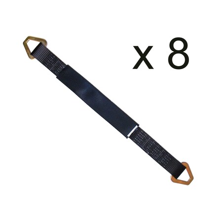 Tie 4 Safe 2" x 24" Axle Straps w/ Sleeve & D Rings, WLL: 3, 333 lbs., PK8 RT41A-24M18-BLK-C-8